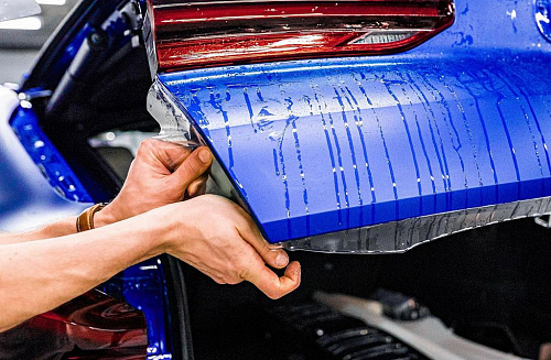Синий BMW X6 M: антигравийная полиуретановая матовая прозрачная плёнка. Фото - 7
