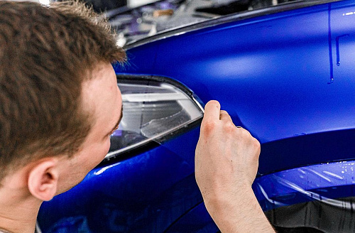 Синий BMW X6 M: антигравийная полиуретановая матовая прозрачная плёнка. Фото - 4