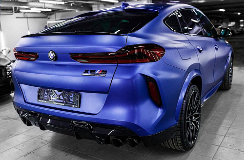 Синий BMW X6 M: антигравийная полиуретановая матовая прозрачная плёнка. Фото - 8