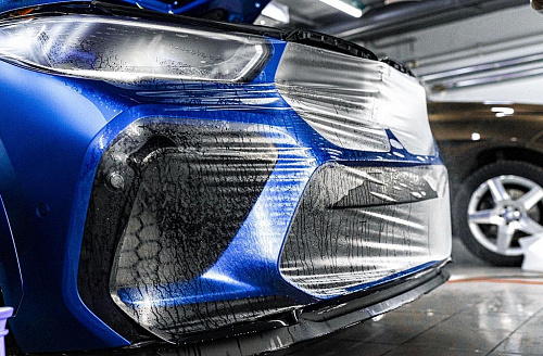 Синий BMW X6 M: антигравийная полиуретановая матовая прозрачная плёнка. Фото - 5