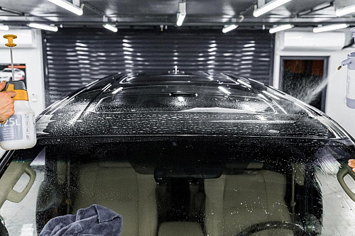 Чёрная Toyota Alphard: оклейка антигравийной полиуретановой плёнкой. Фото - 3